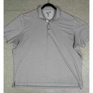 Johnnie-O Performance Polo Shirt Mens XXL Grey White Striped UPF 50 Golf
